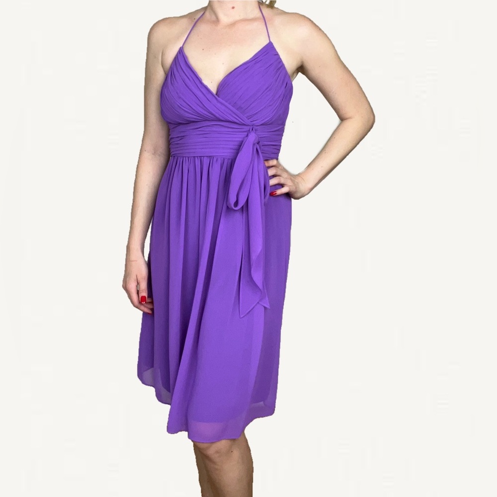 Ralph Lauren Purple chiffon halter dress with bow, sz 6